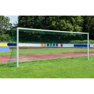 Fotballmål 11er | 7,32 x 2,44 m Oval profil | Bakkehylser | Sølv