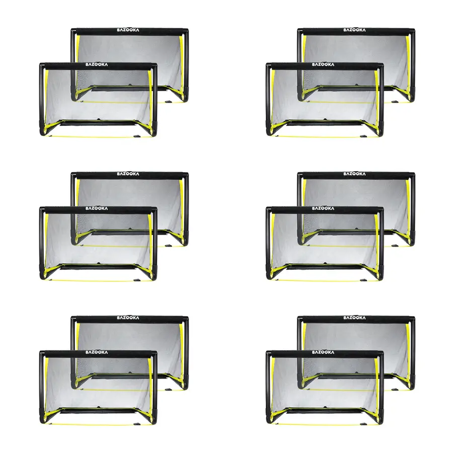 BazookaGoal XL | 150X90 cm | 12 stk 3v3 Fotballmål - Sammenleggbart minimål 