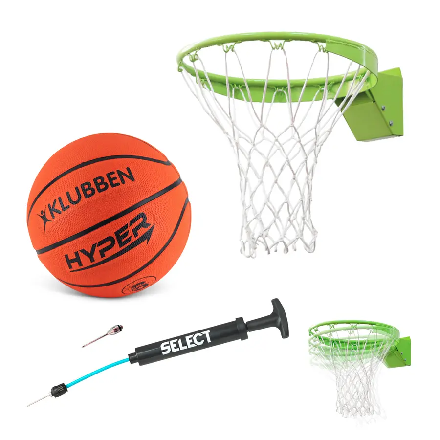 Basketballsett utendørs Dunk Basketballkurv, basketball og pumpe 