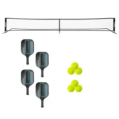 Pickleballracket Skolesett Pakke | 1 nett | 4 racketer | 6 baller