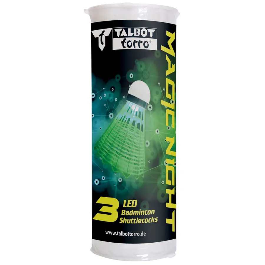 Badmintonballer Magic Night (3) Med LED batteri til spill i mørket 