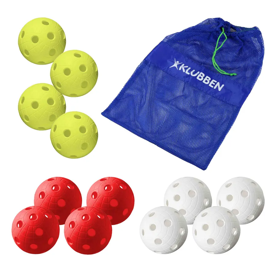 Innebandyballer Crater Unihoc 12 stk med nett | Matchball | IFF | 