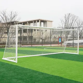 Fotballmål 11er | 7,32 x 2,44 m Hvitt | Rund profil | Nett