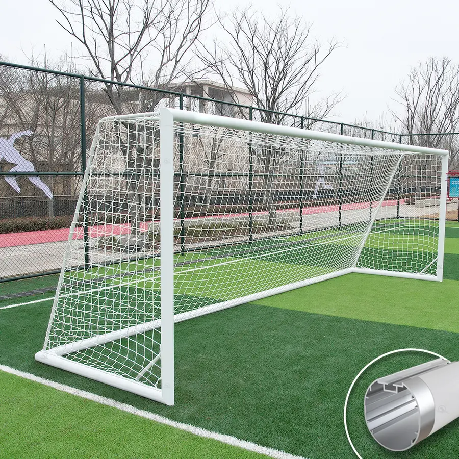 Fotballmål 11er | 7,32 x 2,44 m Hvitt | Rund profil | Nett 
