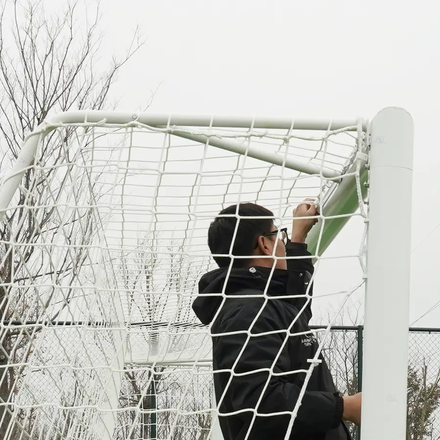 Fotballmål 11er | 7,32 x 2,44 m Hvitt | Rund profil | Nett 