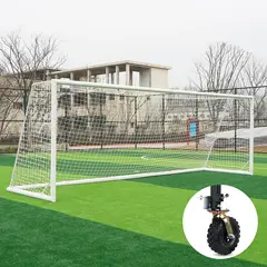 Fotballmål  5er | Hjul 360 grader 3x2 m | Hvitt | Rund profil | Nett