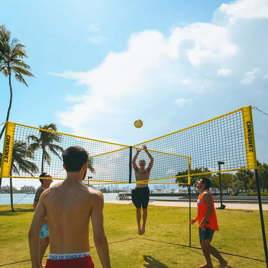 Sandvolleyball-sett Crossnet Four Square Kryssnett | Stolper | Banemarkering 