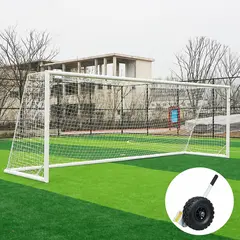 Fotballmål  5er | Løftehjul 3x2 m | Hvitt | Rund profil | Nett
