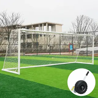 Fotballmål  5er | Løftehjul 3x2 m | Hvitt | Rund profil | Nett