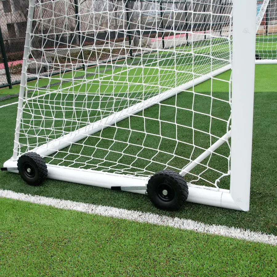 Fotballmål  5er | Løftehjul 3x2 m | Hvitt | Rund profil | Nett 