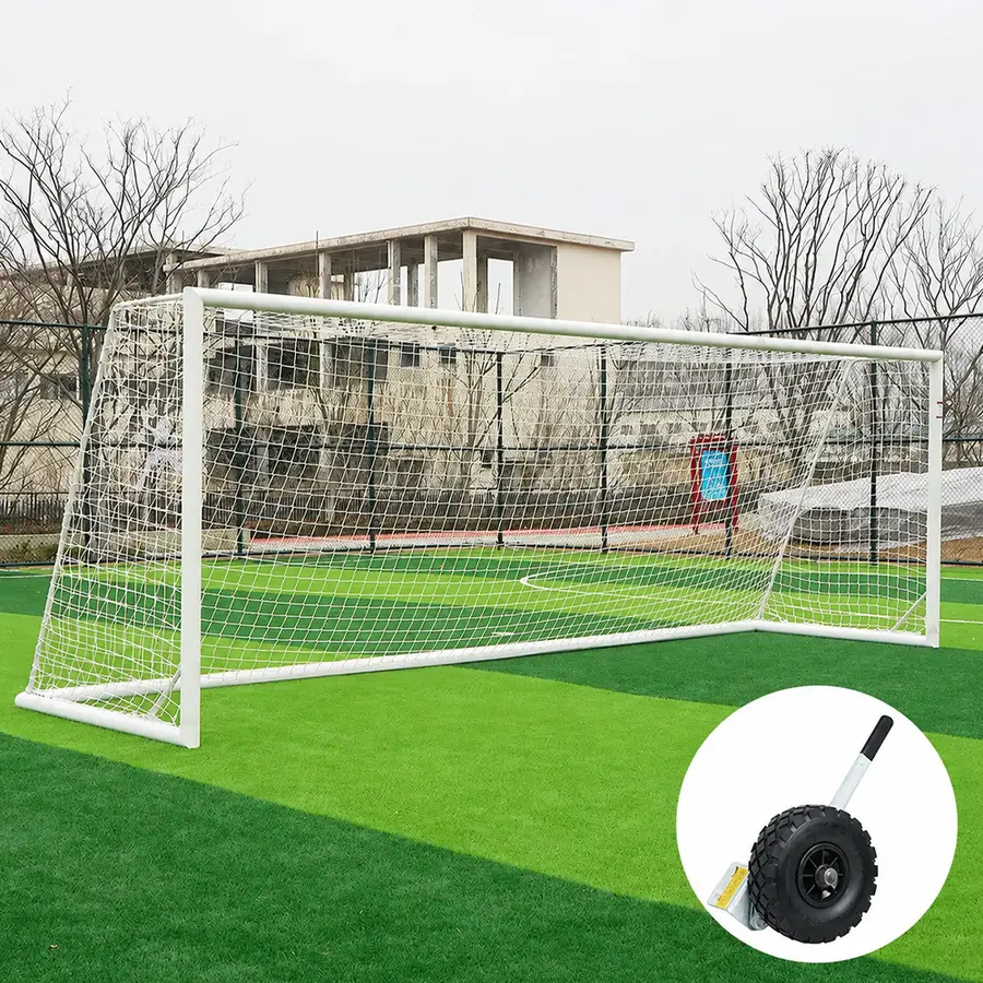 Fotballmål 11er | Løftehjul Hvitt | Rund profil  | 7,32x2,44 m 