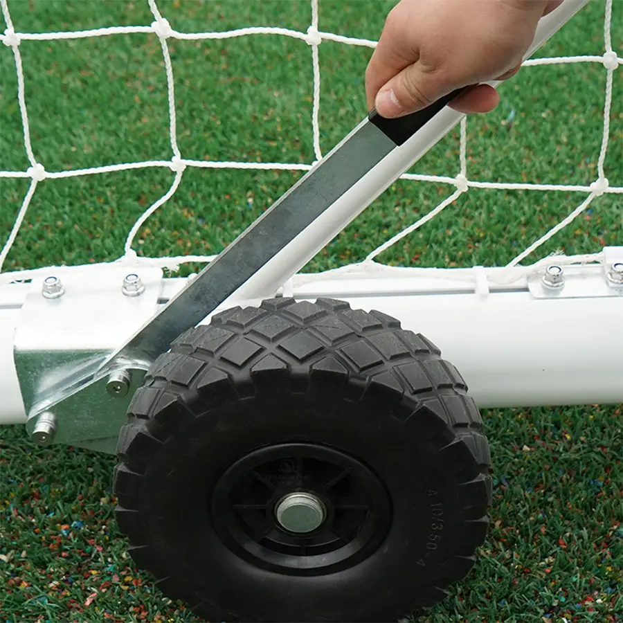 Fotballmål 11er | Løftehjul Hvitt | Rund profil  | 7,32x2,44 m 