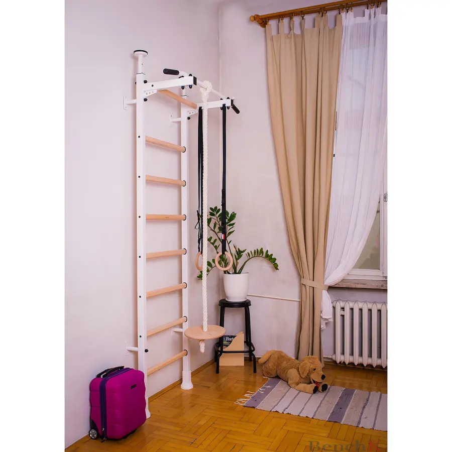 Ribbevegg BenchK 412 Hvit Pull-up | turnringer| husketallerken 