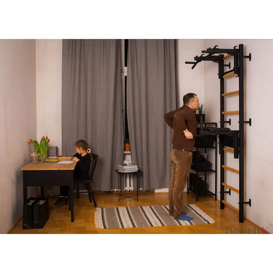 Ribbevegg BenchK 732B Svart Avtakbar pull-up| Høydejusterbar dip bar 