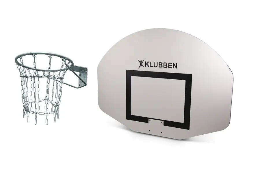 Basketballkurv med nett og plate Utebruk | Komplett sett med veggfeste 
