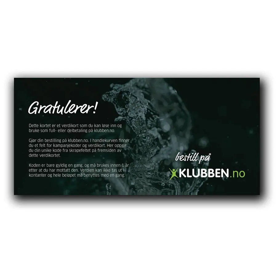Gavekort kr 5000,- Verdikort med skrapefelt 